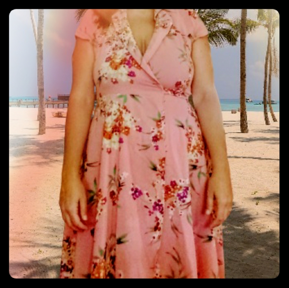 Coral wrap dress Eva Mendes Ny&co.